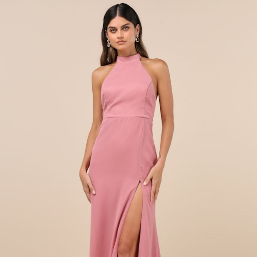Lulus Captured Your Heart Dusty Rose Halter Maxi Dress Pink - Size M